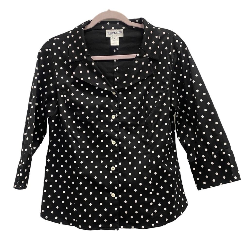 Vintage Pendleton Black and White Polka Dot Skirt Suit Jacket Matching 90s Set - Picture 2 of 15